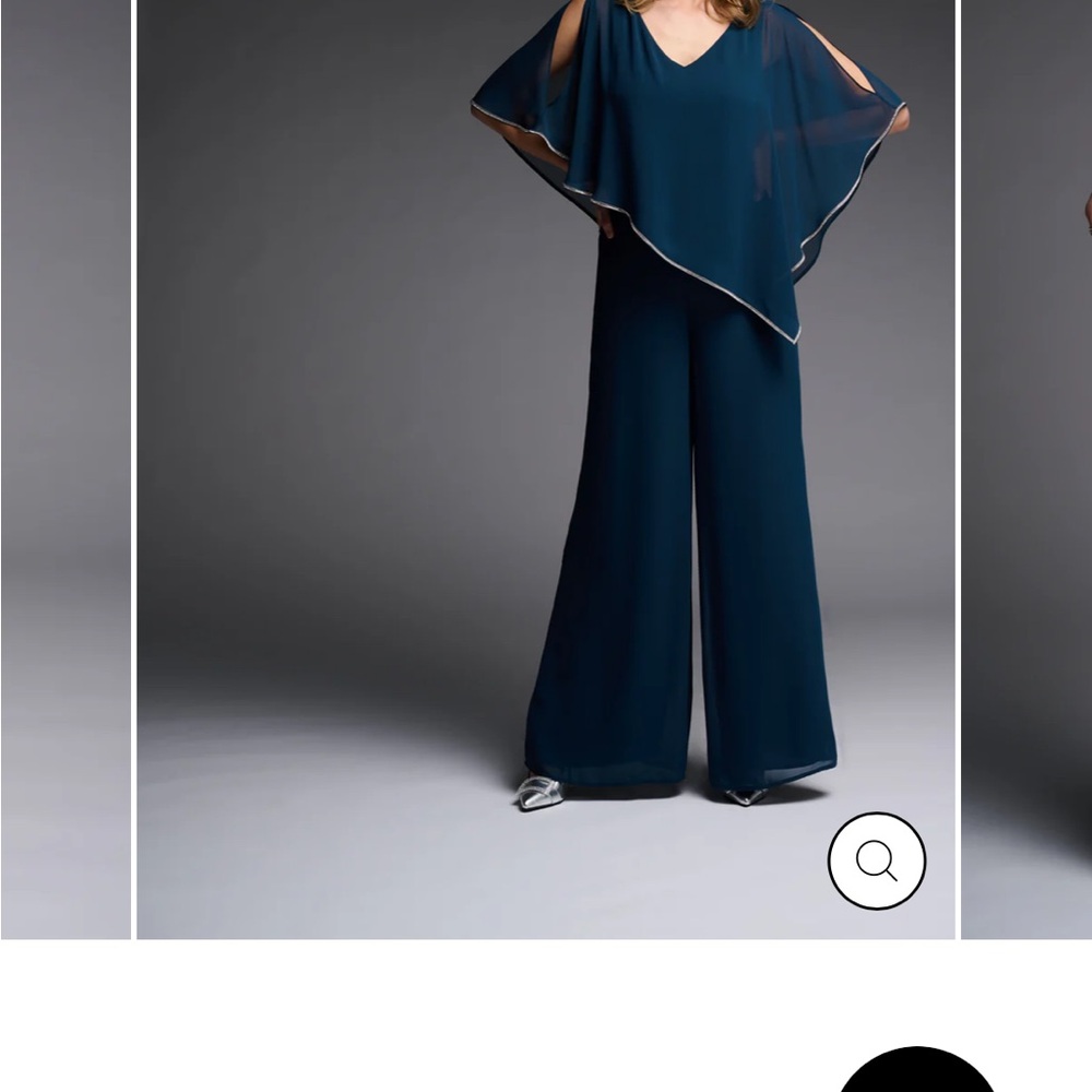 NWT Joseph Ribkoff Elegant event top and pants Chiffon blue w rhinestone. - Picture 4 of 5